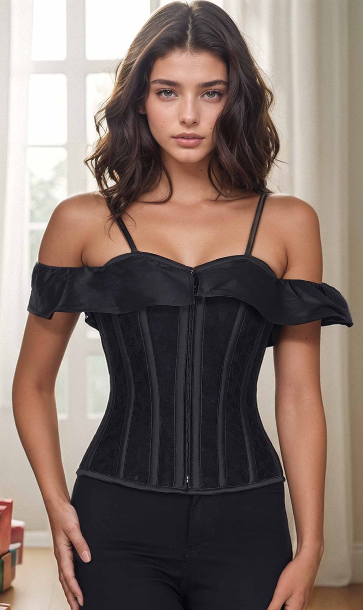Overbust Mesh Corset With Straps