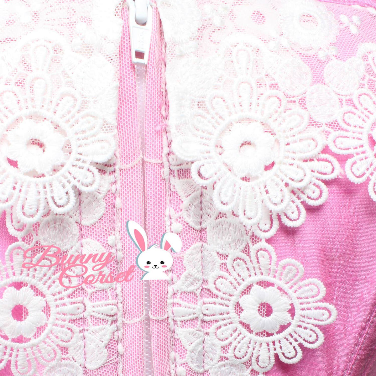 Pink Dupion Corset With Lace Cold Shoulder