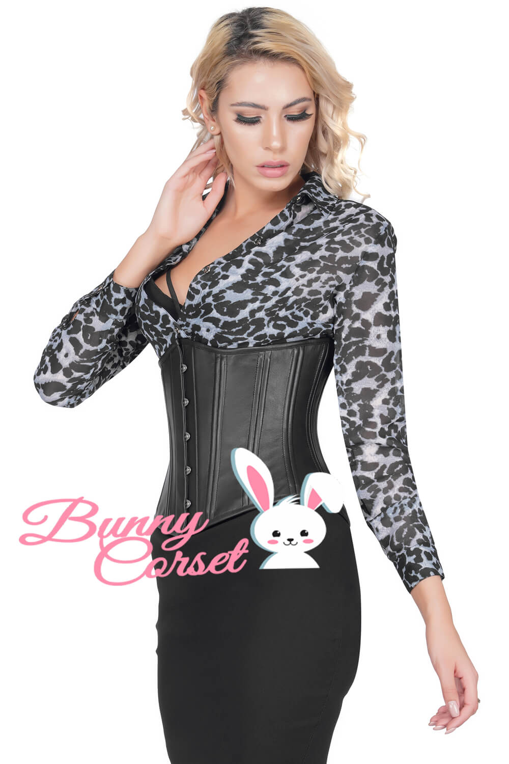 Black Faux Leather Waist Trainer Corset