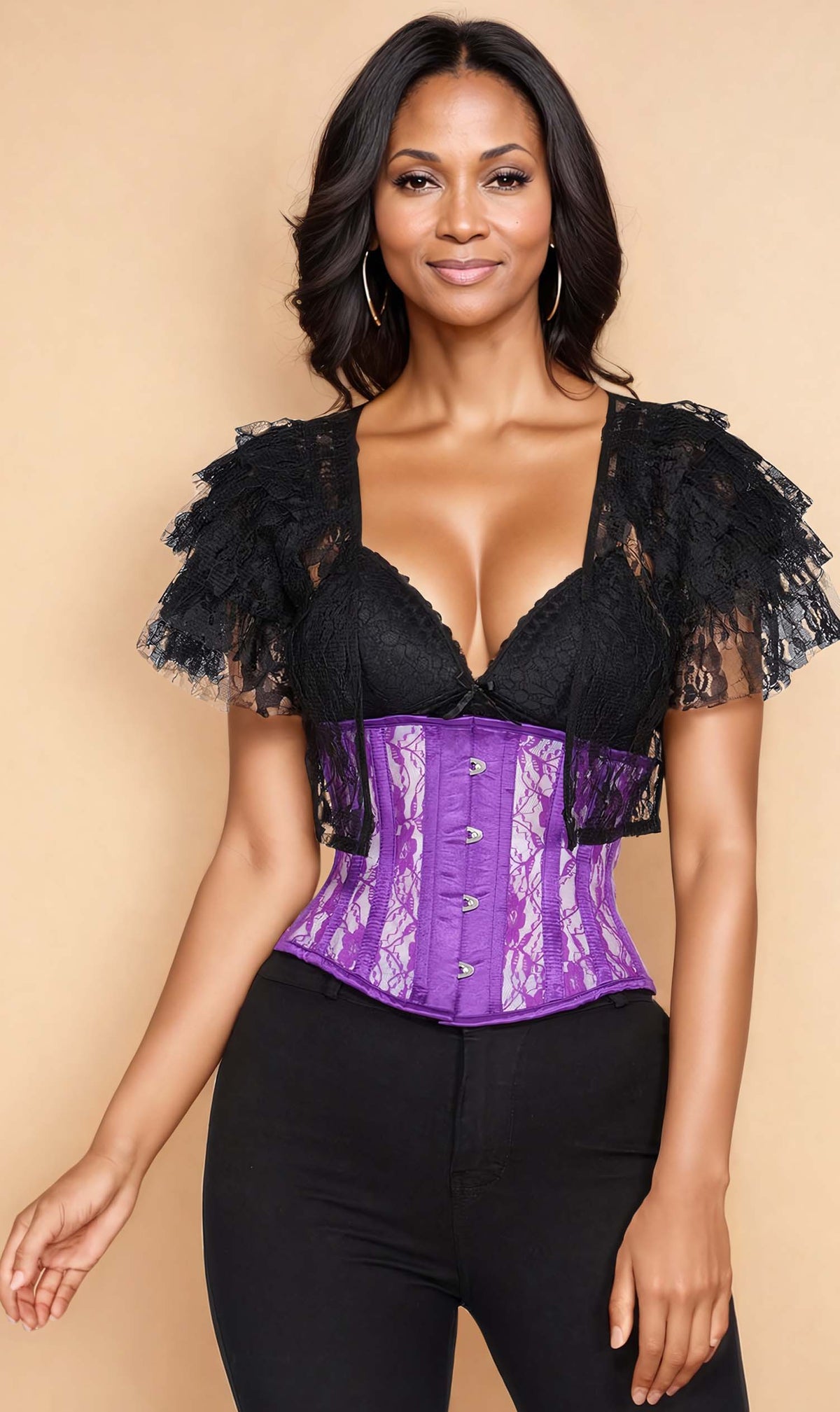 Morgana Lace Overlay Mesh Corset