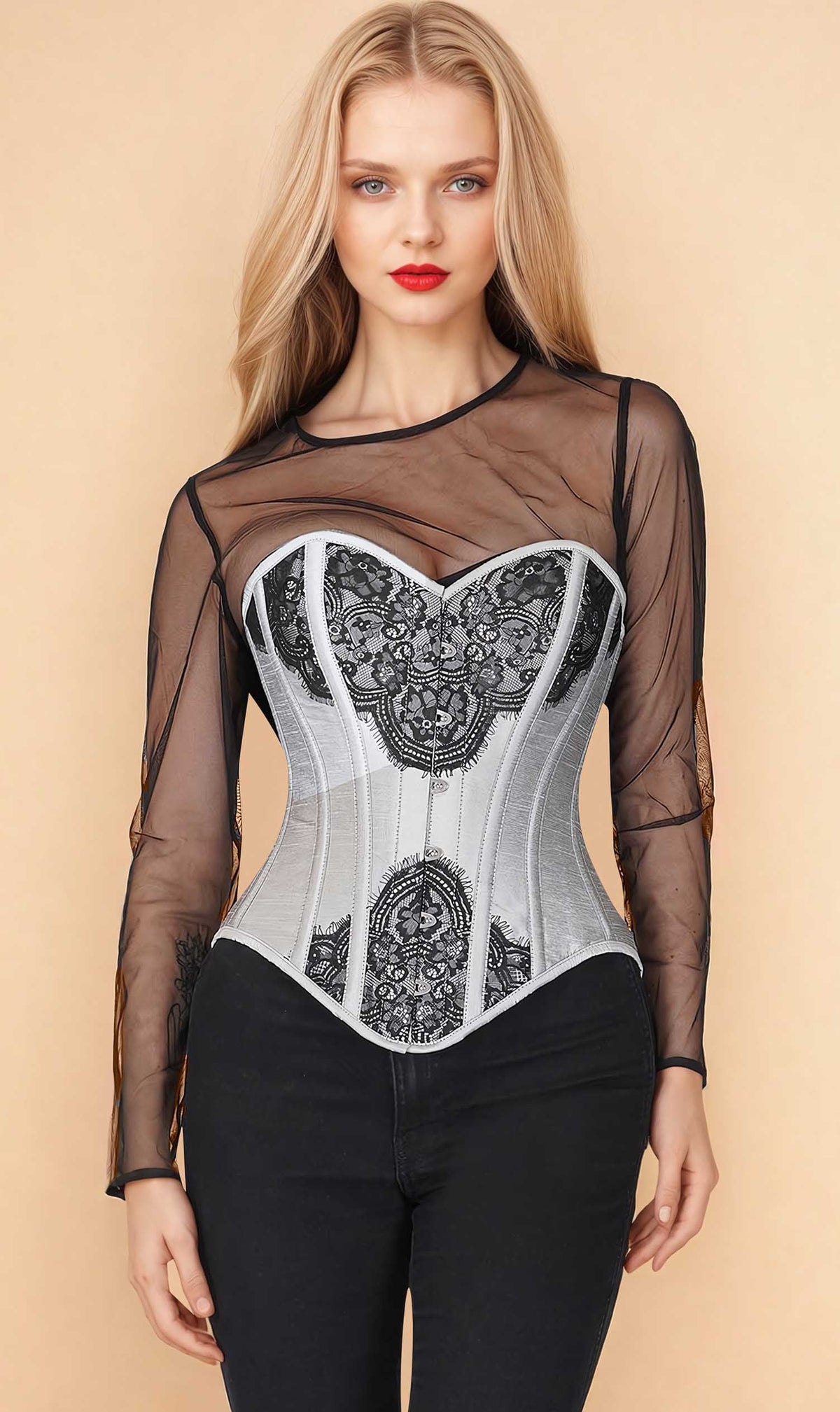 Bruce Overbust Silver Corset