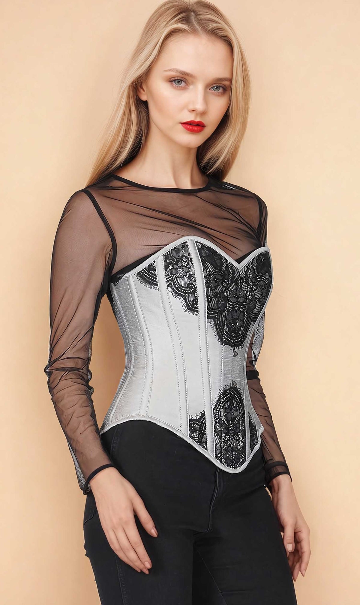 Bruce Overbust Silver Corset