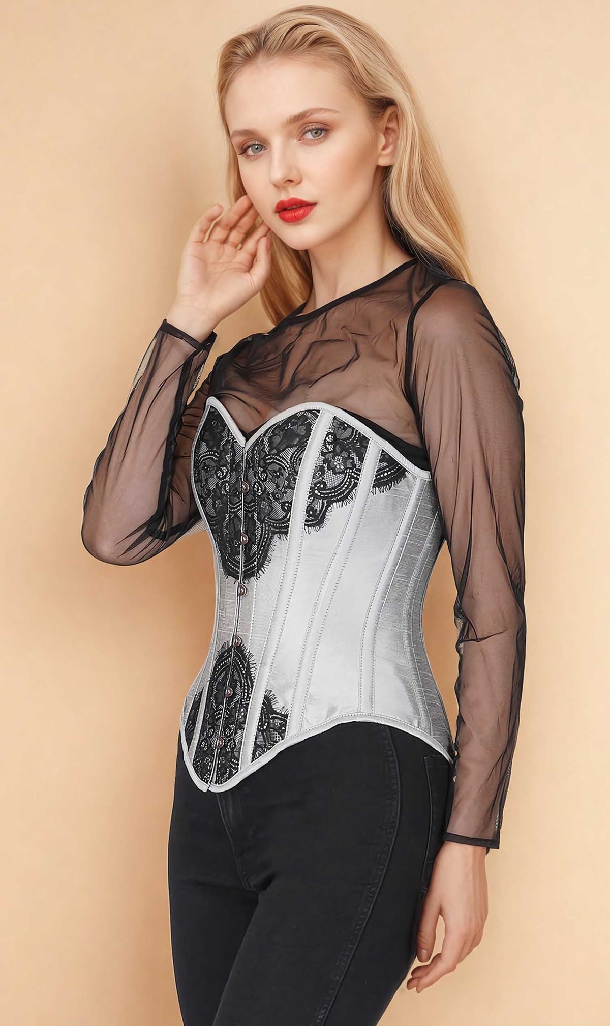 Bruce Overbust Silver Corset