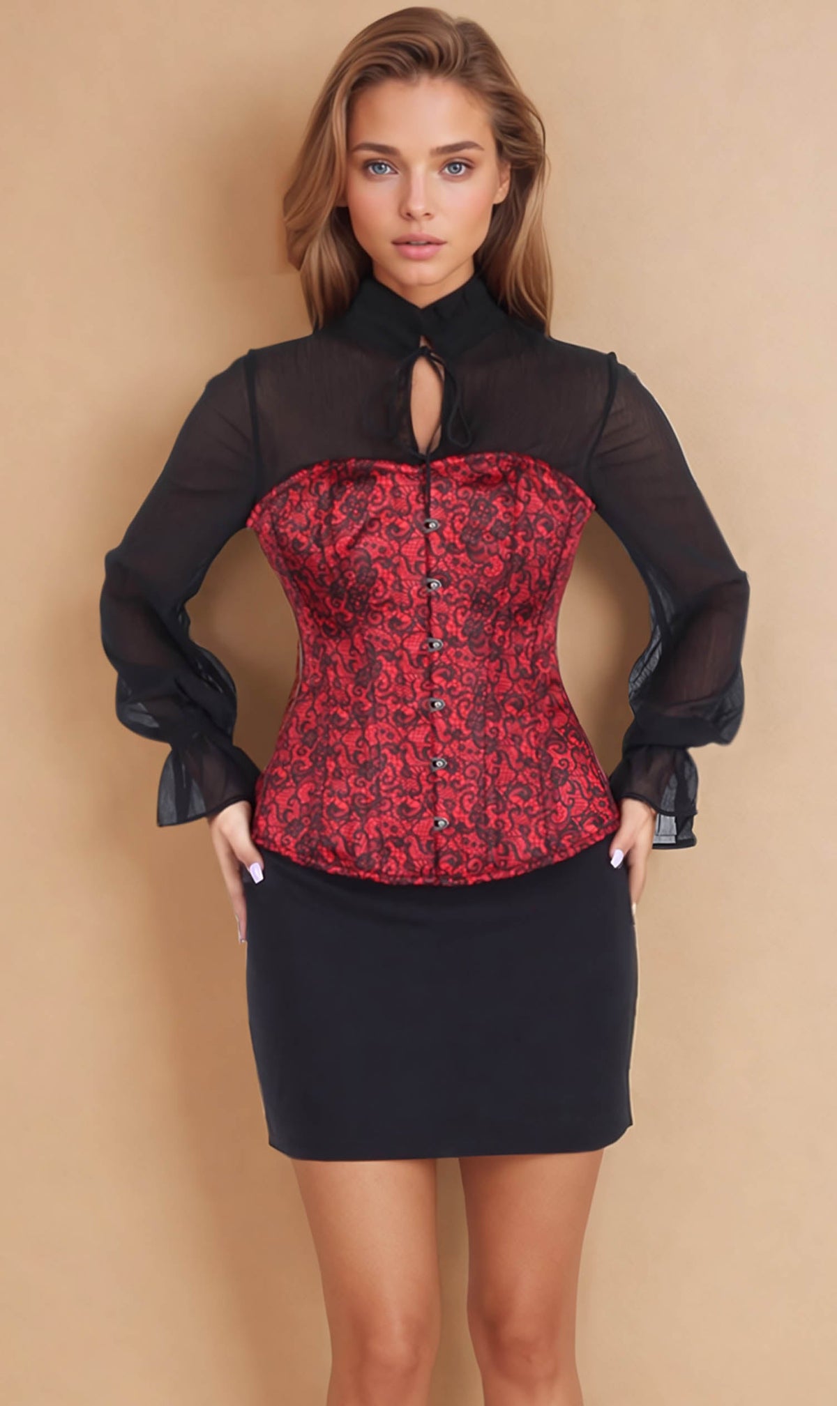 Harva Red Overbust Corset