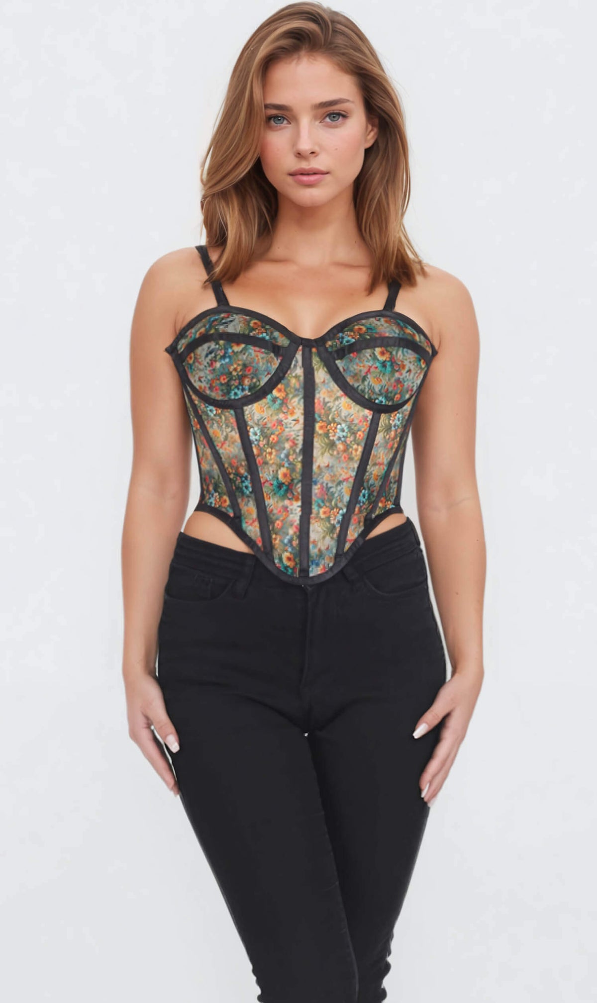 Kiah Printed Mesh Corset