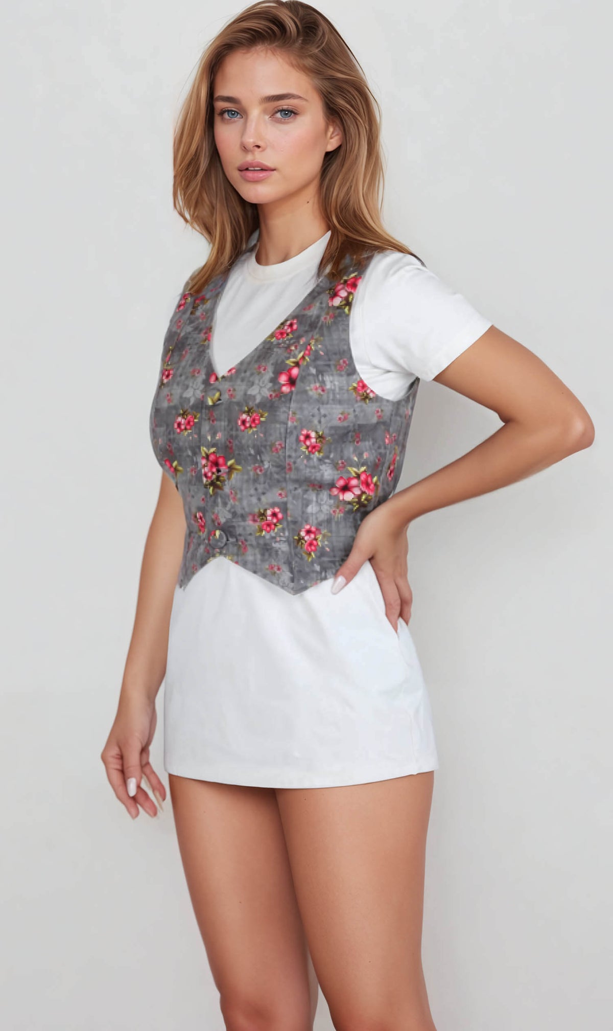 Lagathar Floral Print Waist Coat