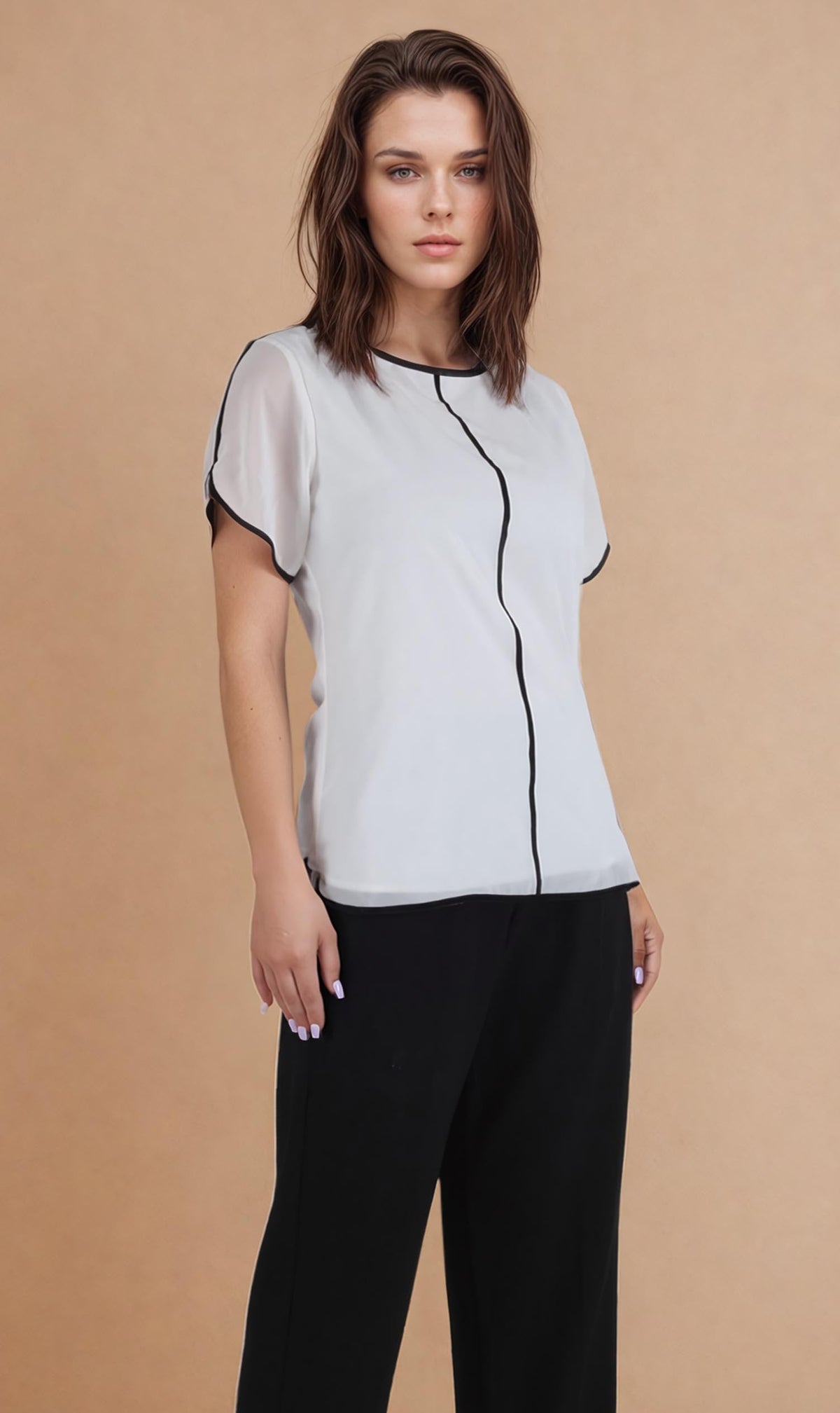 Michaela Piping Detail Top