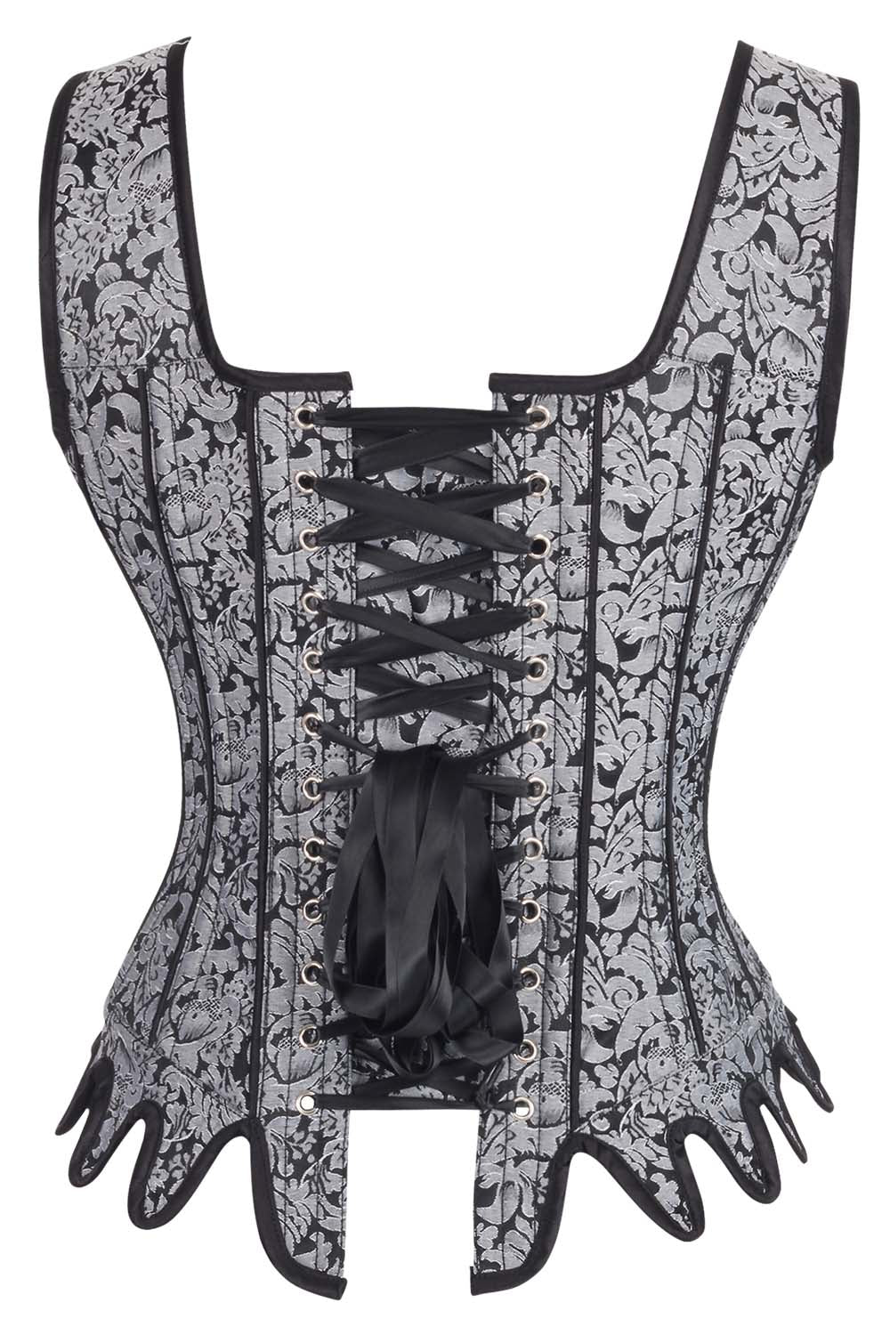 Daelyn Silver Brocade Corset