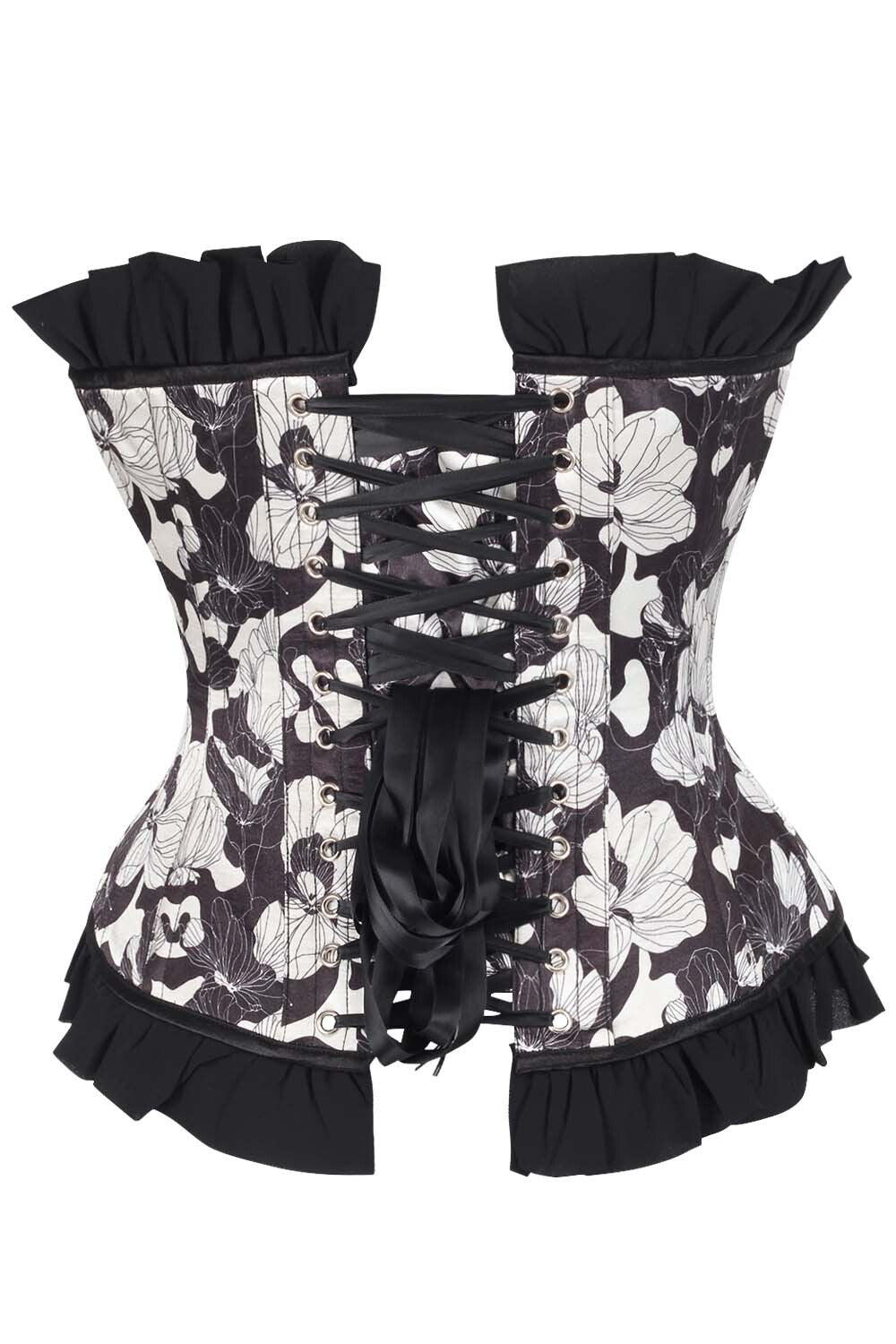 Kiya Monochrome Floral Corset and Skirt Co-Ord Set