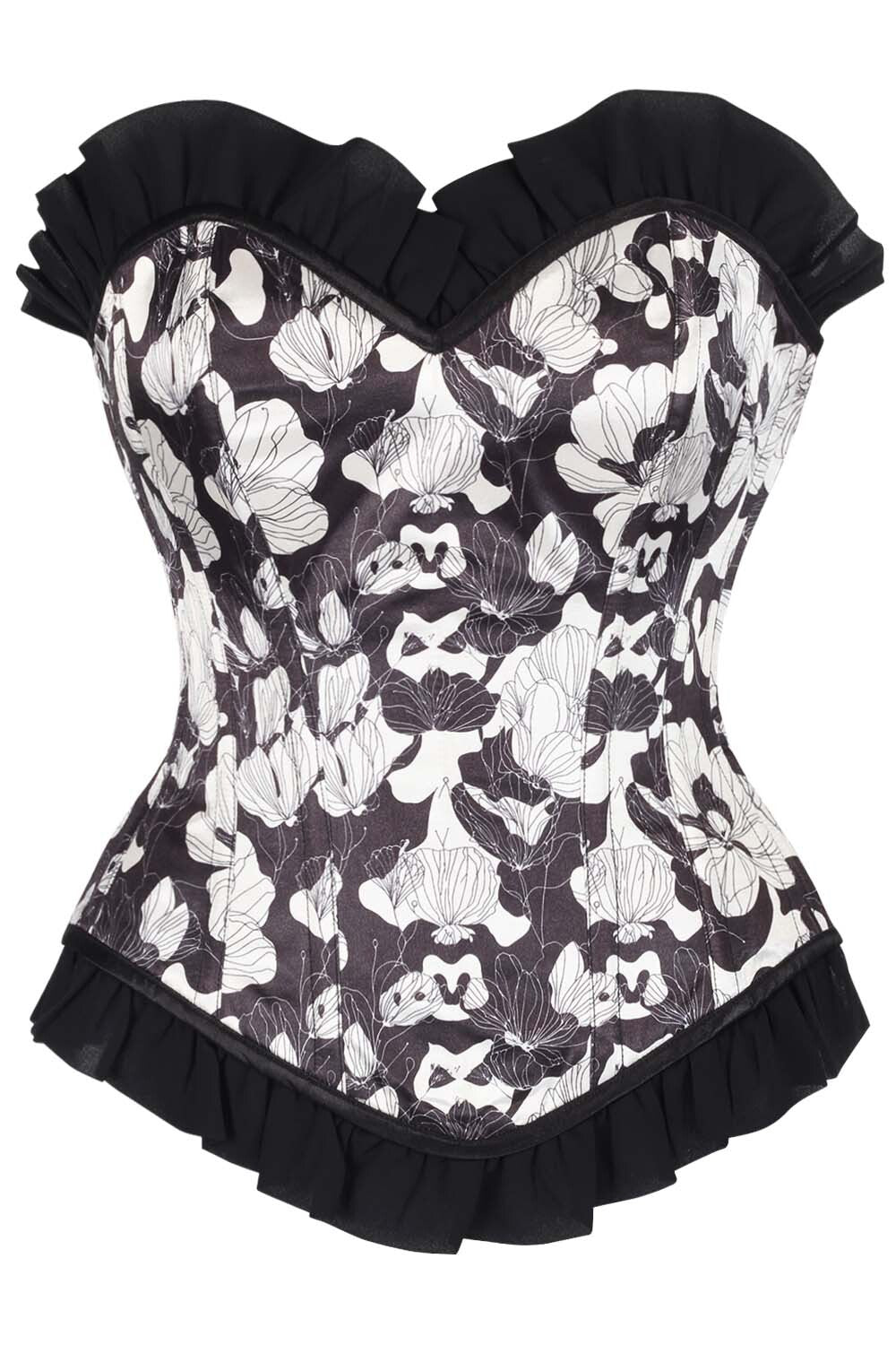 Kiya Monochrome Floral Corset and Skirt Co-Ord Set