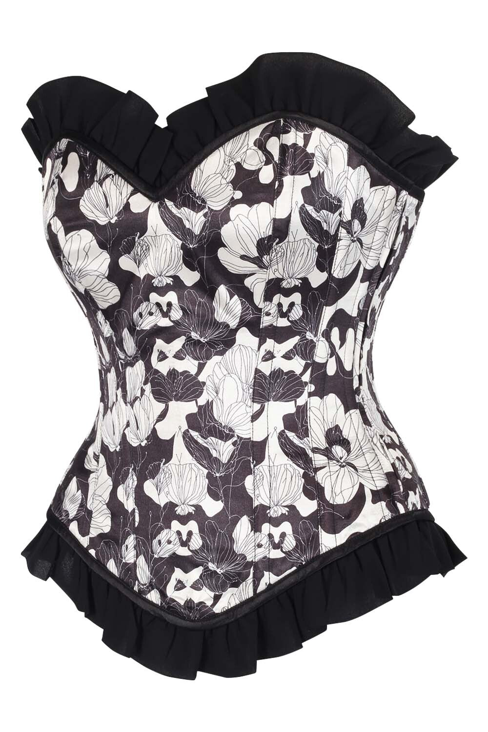 Kiya Monochrome Floral Corset and Skirt Co-Ord Set