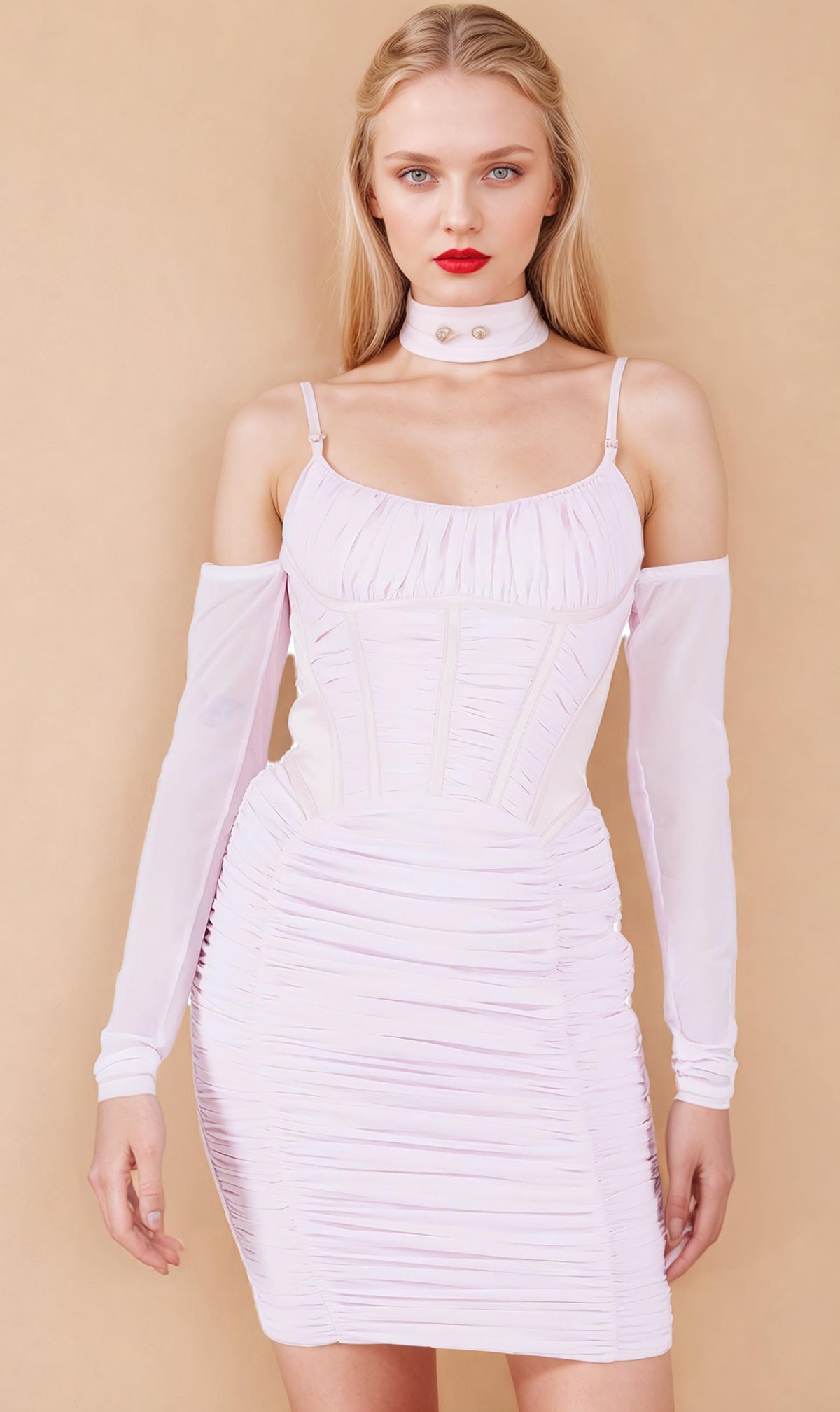 Helen Pink Mesh Corset Dress