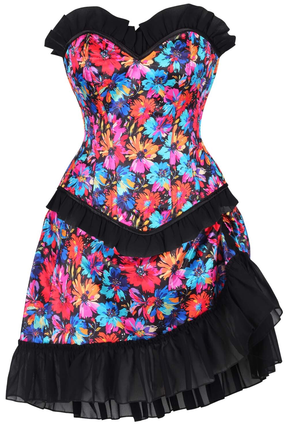 Etsuko Florals Overbust Corset and Skirt Co-Ord Set