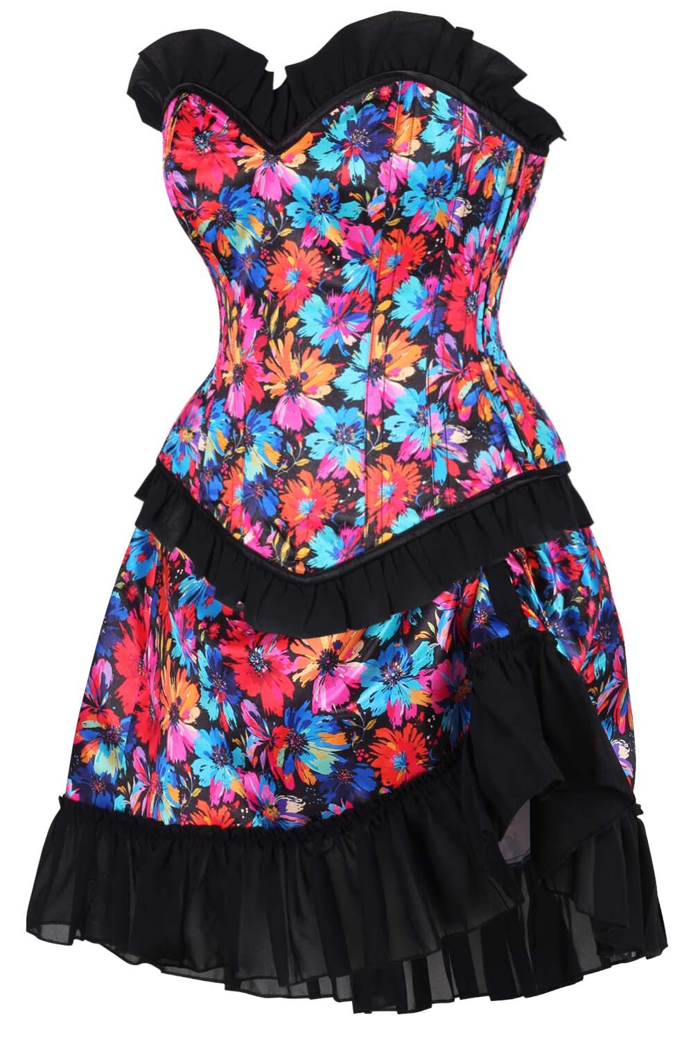 Etsuko Florals Overbust Corset and Skirt Co-Ord Set