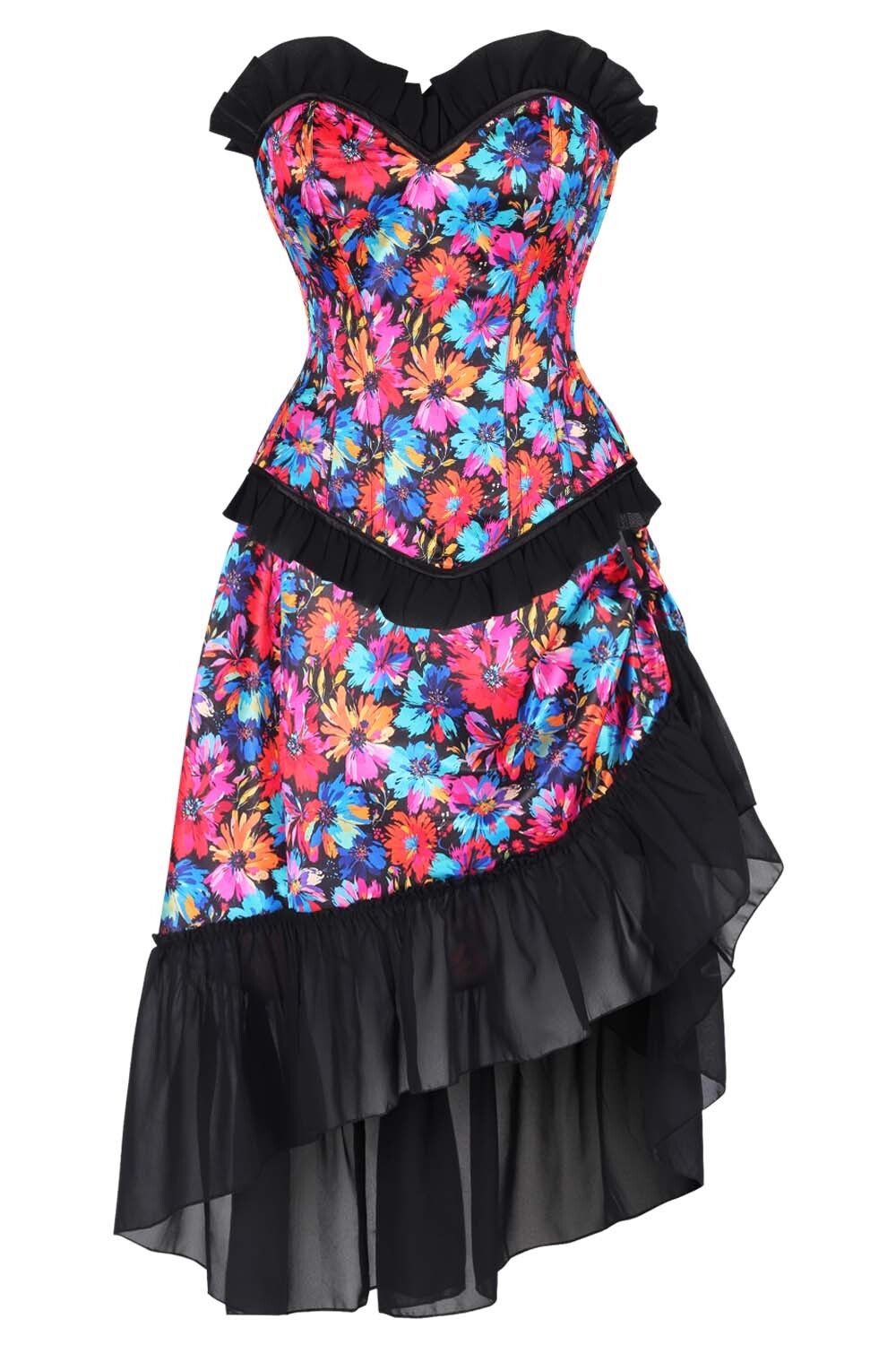 Etsuko Florals Overbust Corset and Skirt Co-Ord Set