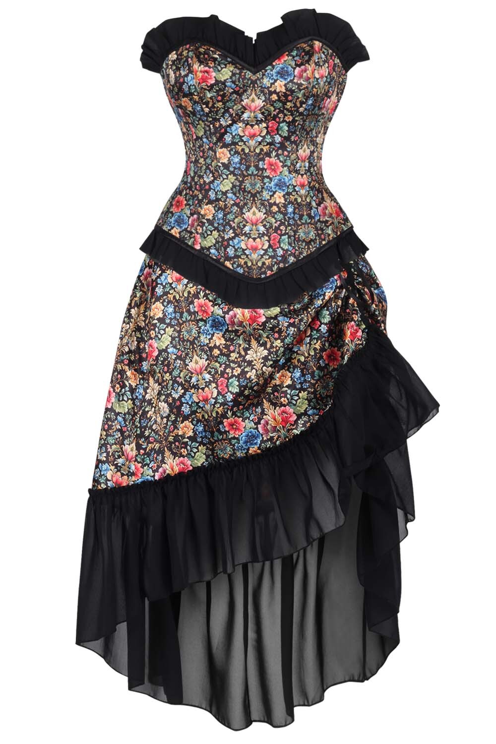 Jeweldene Floral Waist Trainer Corset and Skirt Co-ord Set