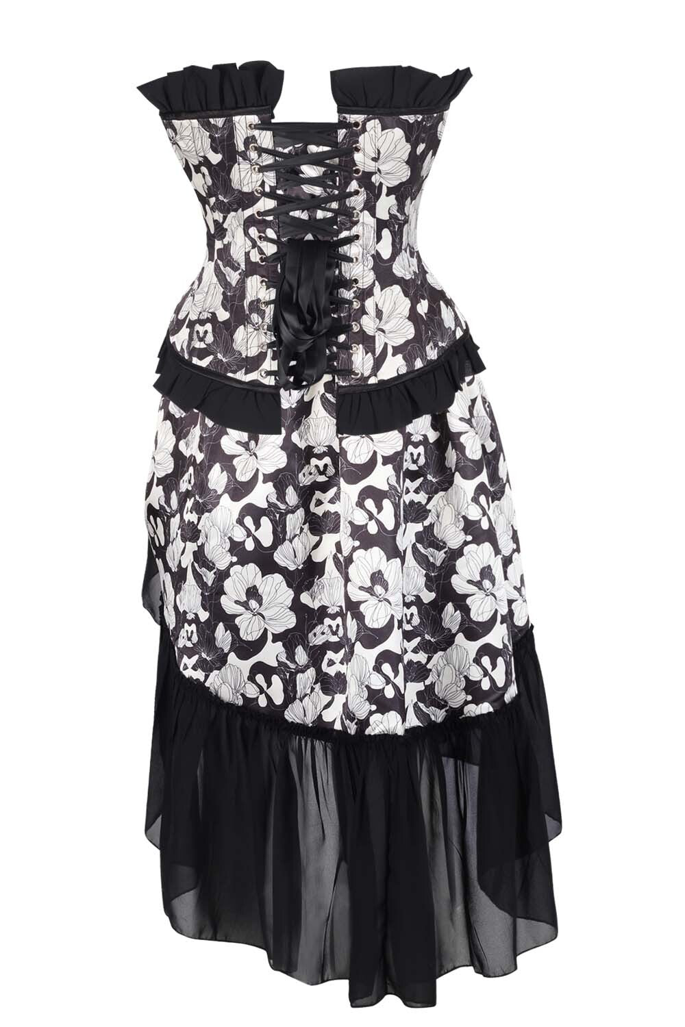Kiya Monochrome Floral Corset and Skirt Co-Ord Set