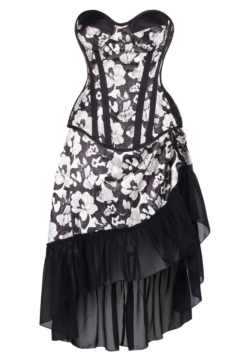 Carol Satin Waist Training Corset and Skirt Co-Ord Set