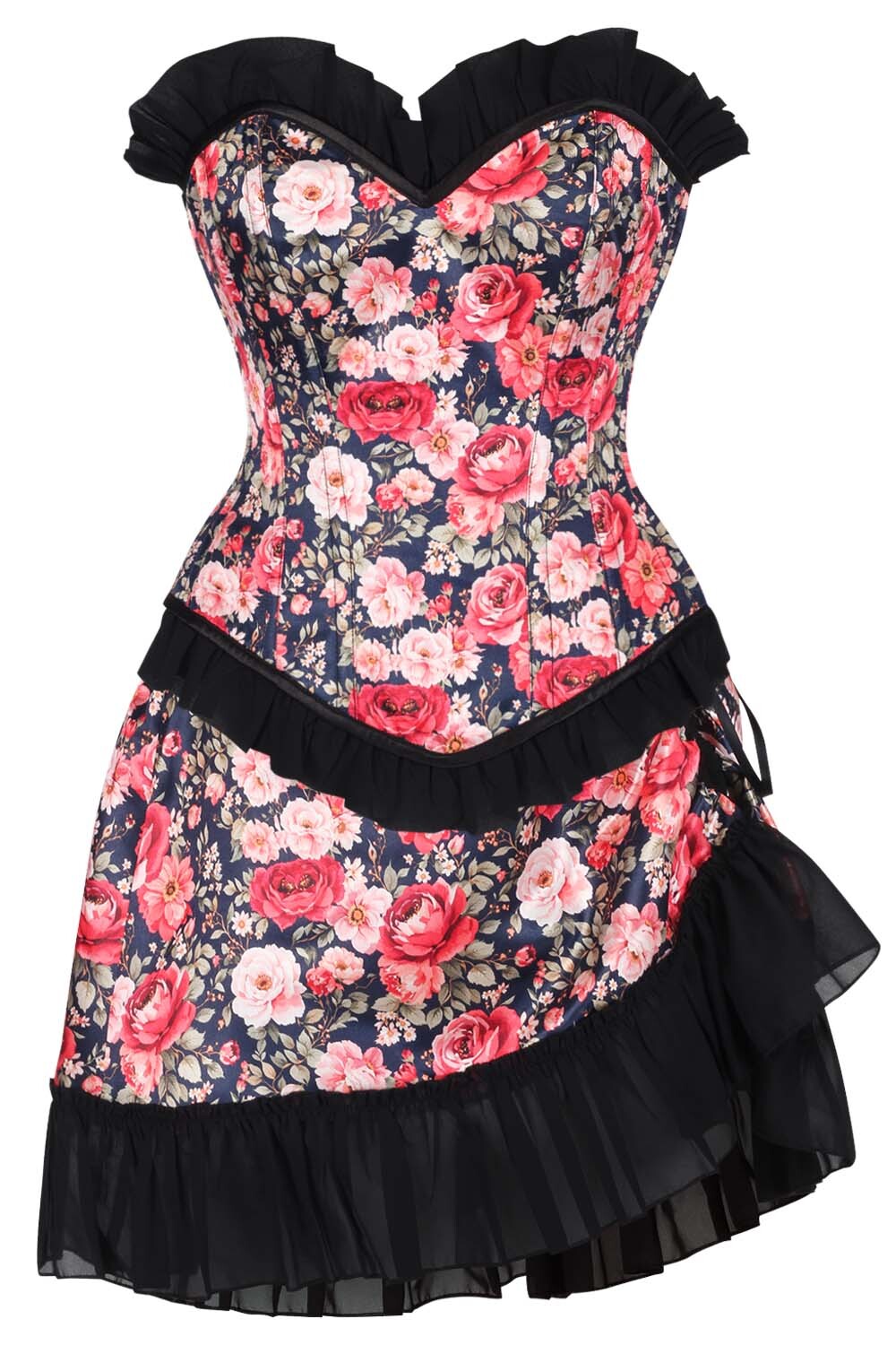 Audene Floral Overbust Corset and Skirt Co-Ord Set