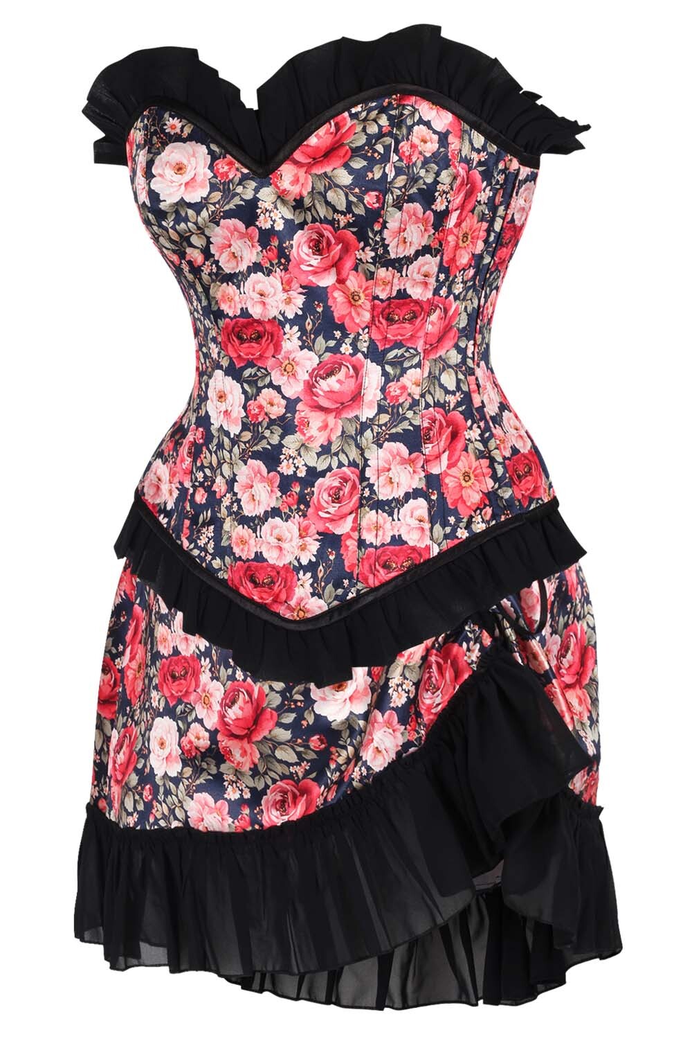 Audene Floral Overbust Corset and Skirt Co-Ord Set