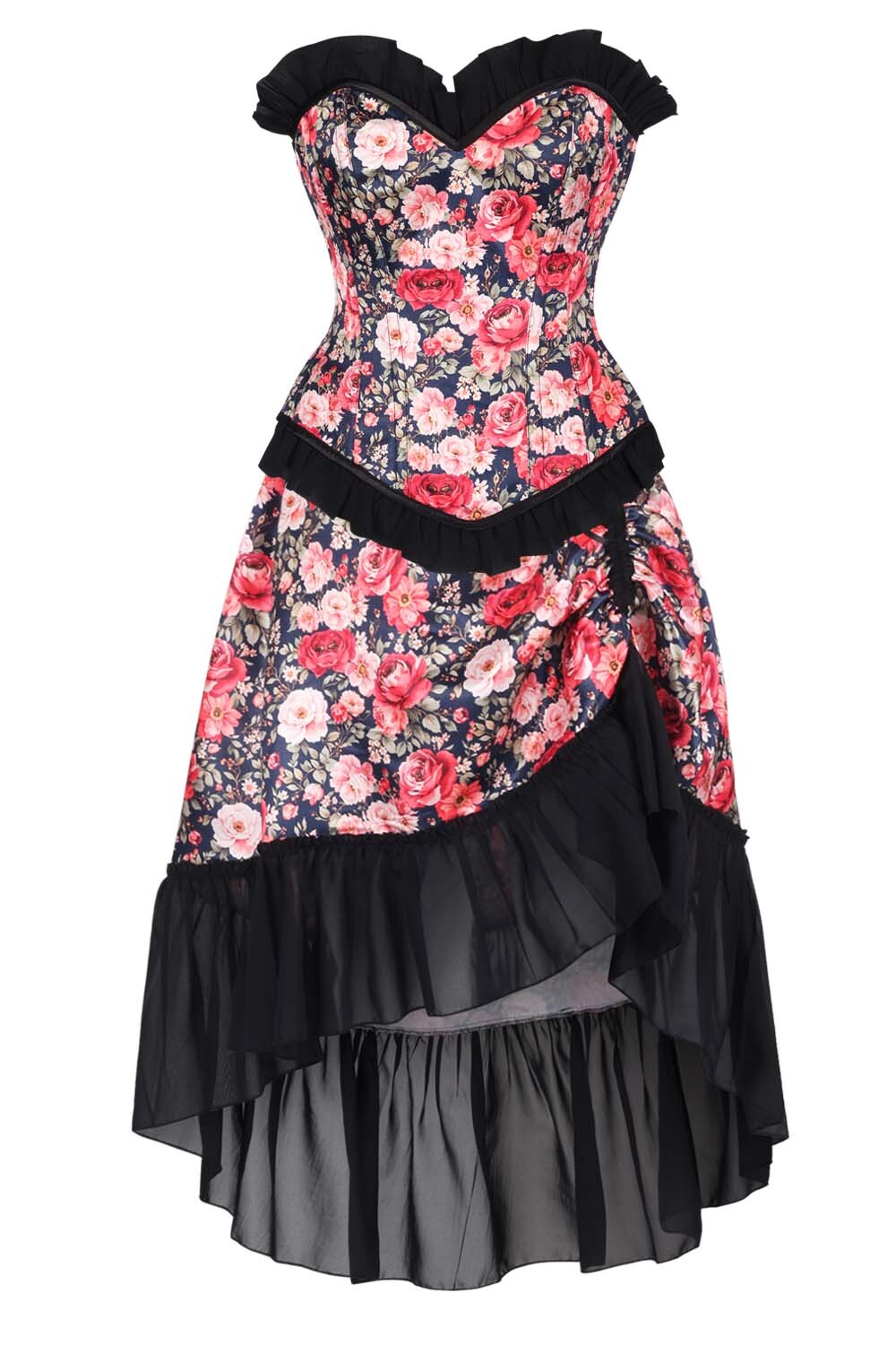 Audene Floral Overbust Corset and Skirt Co-Ord Set