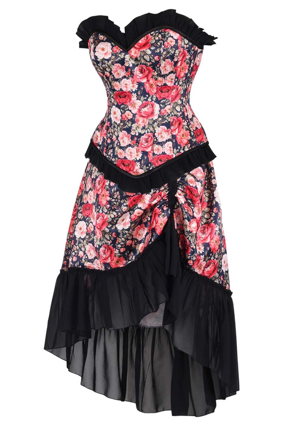 Audene Floral Overbust Corset and Skirt Co-Ord Set