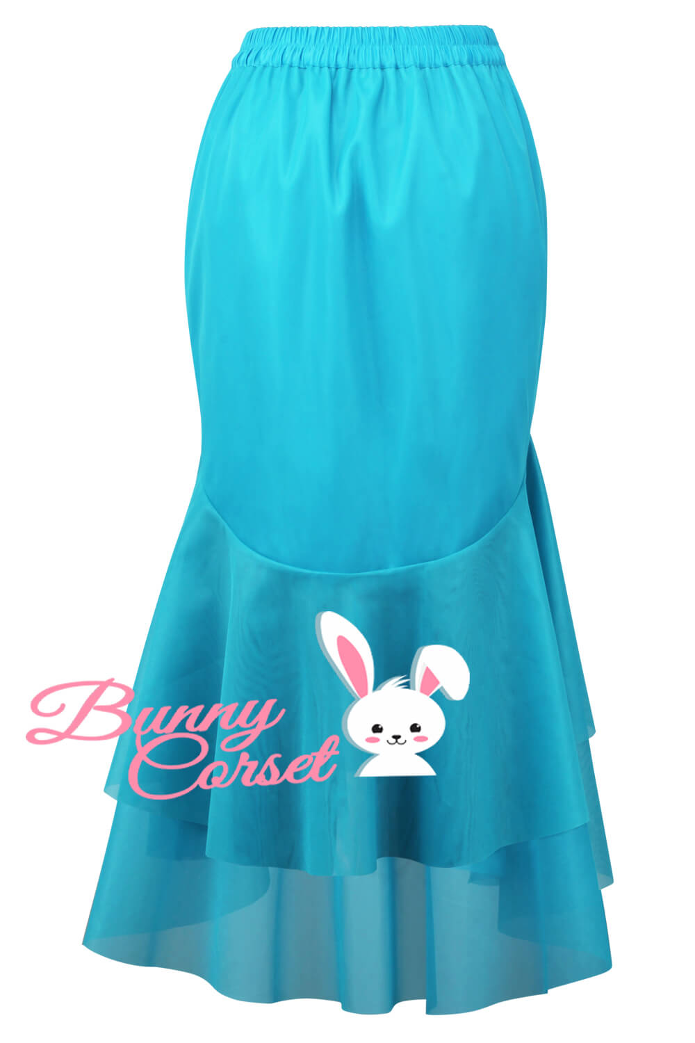 Isabelle Light Blue Satin & Mesh Net Elasticated Skirt