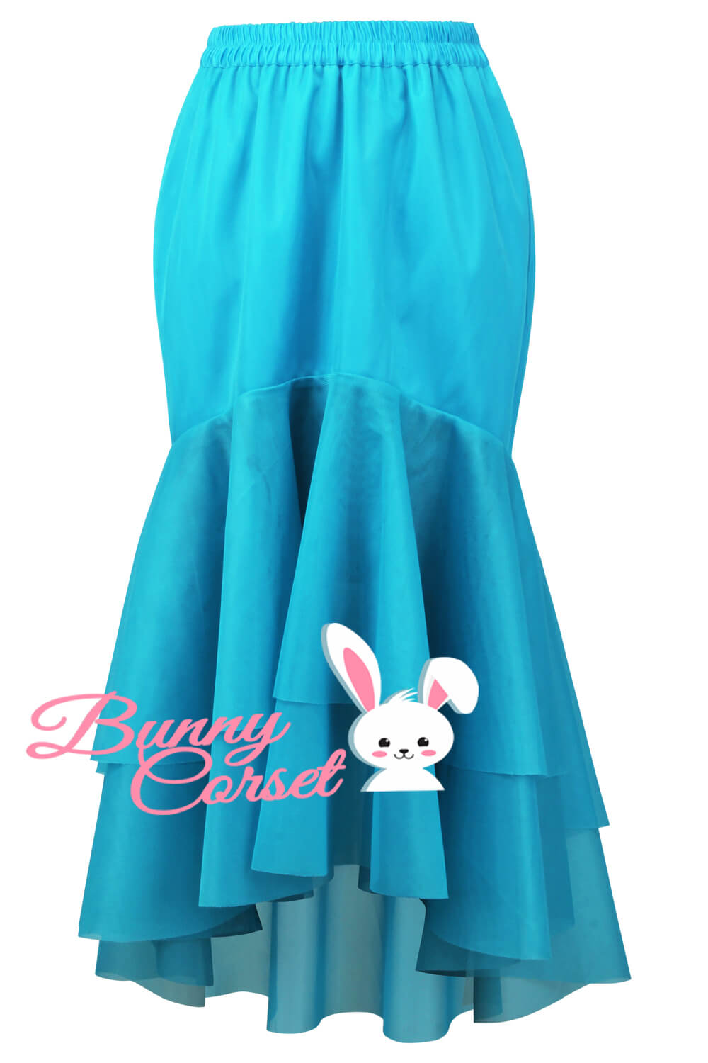 Isabelle Light Blue Satin & Mesh Net Elasticated Skirt