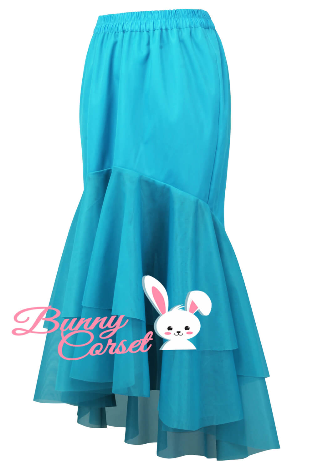 Isabelle Light Blue Satin & Mesh Net Elasticated Skirt