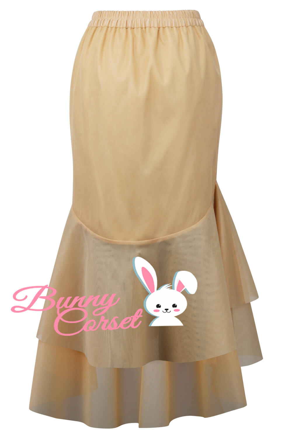 Parker Nude Satin & Mesh Net Elasticated Skirt