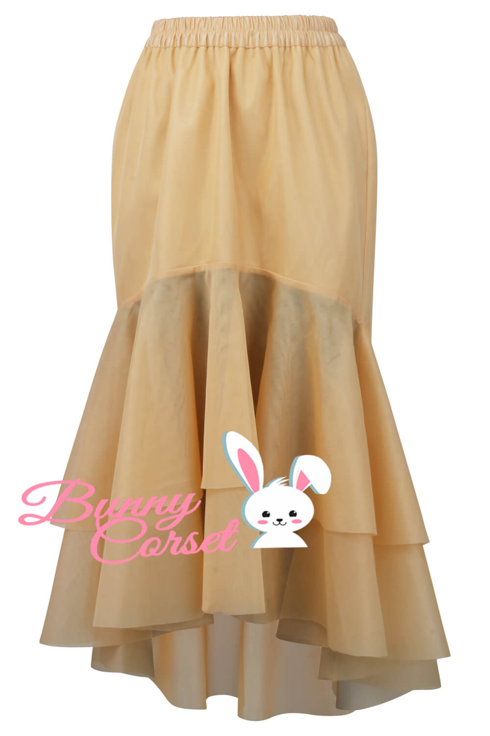 Parker Nude Satin & Mesh Net Elasticated Skirt