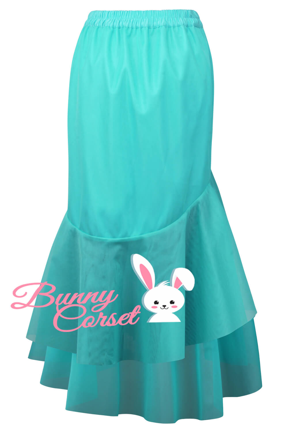 Elliana Cyne Blue Satin & Mesh Net Elasticated Skirt