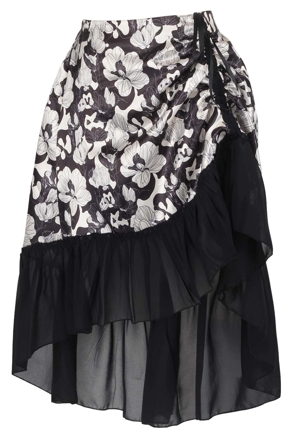 Kiya Monochrome Floral Corset and Skirt Co-Ord Set