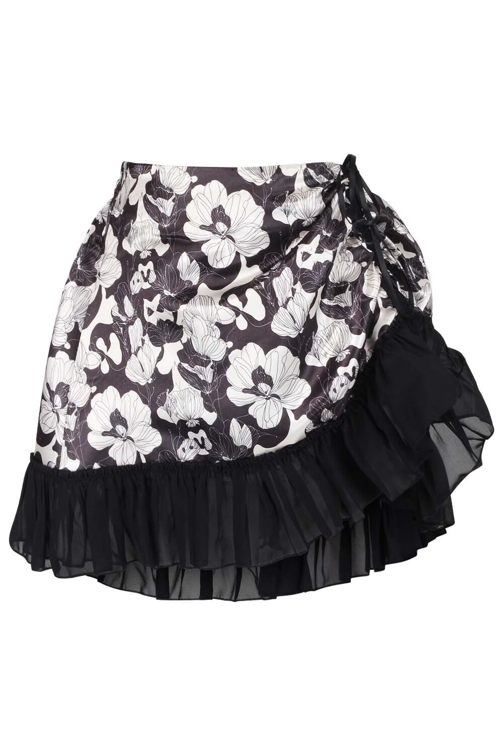 Kiya Monochrome Floral Corset and Skirt Co-Ord Set