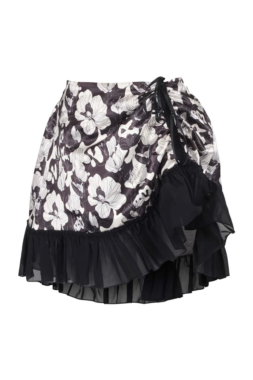 Kiya Monochrome Floral Corset and Skirt Co-Ord Set
