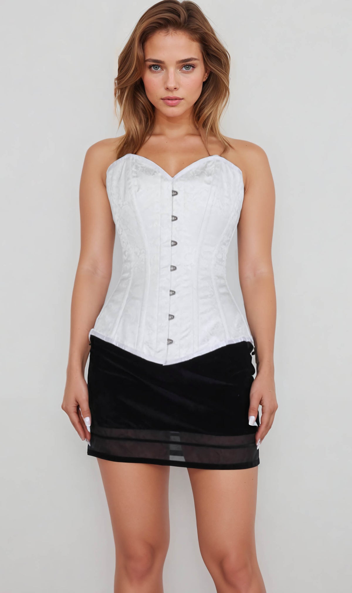 Eliza White Brocade Gothic Corset