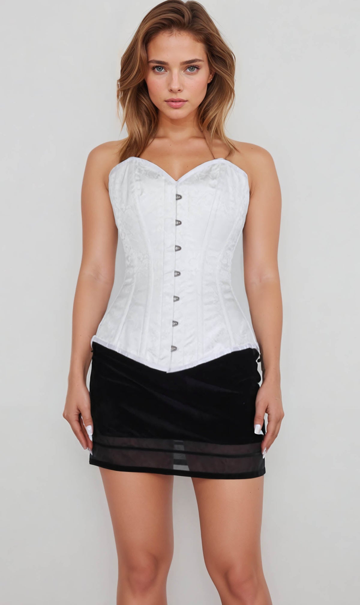 Rosemary White Brocade Gothic Corset
