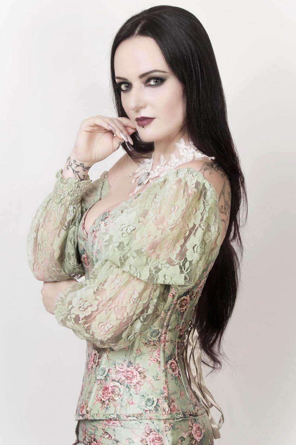 EL-1100 - Custom Made Blakely Victorian Inspired Corset with Attached Sleeve
