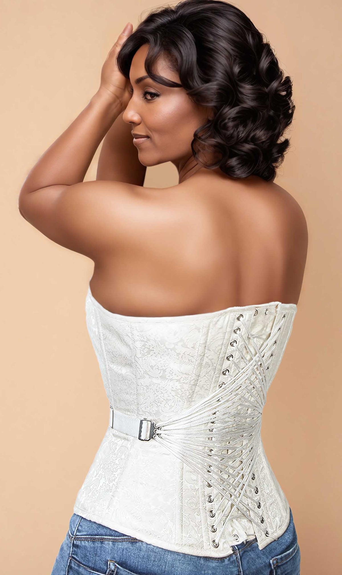 Edwardian Brocade Fan Lacing Corset (ELC-401)