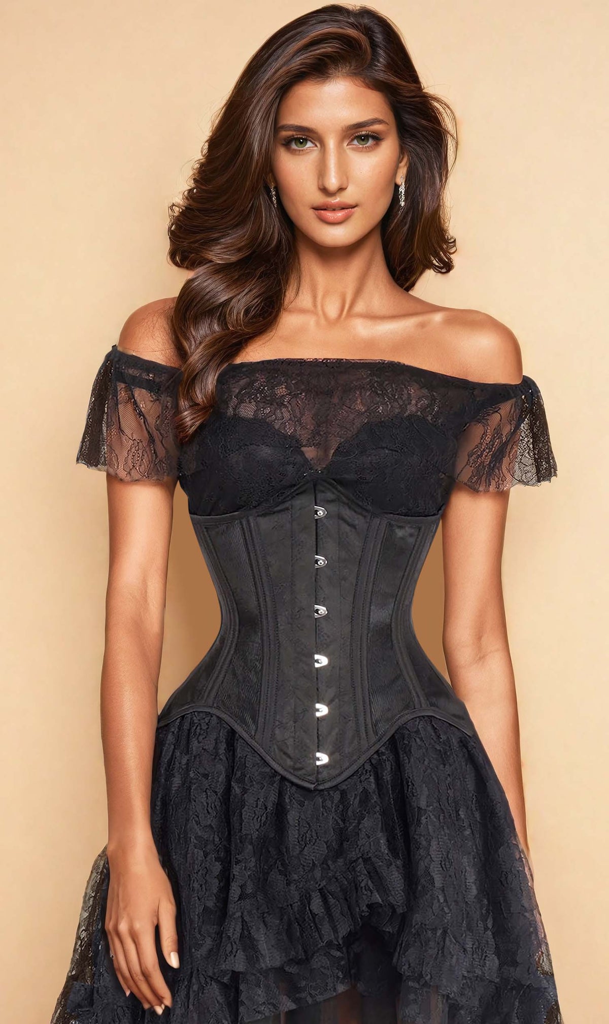 Emma Mesh with Brocade Waist Trainer Corset