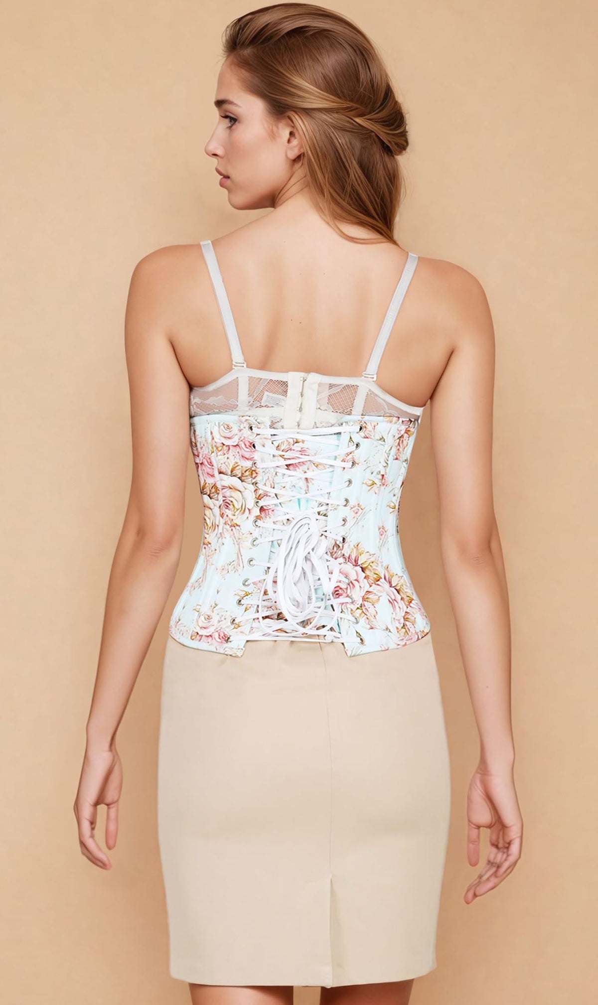 Blossom Waist Training Rose Print Cotton Corset