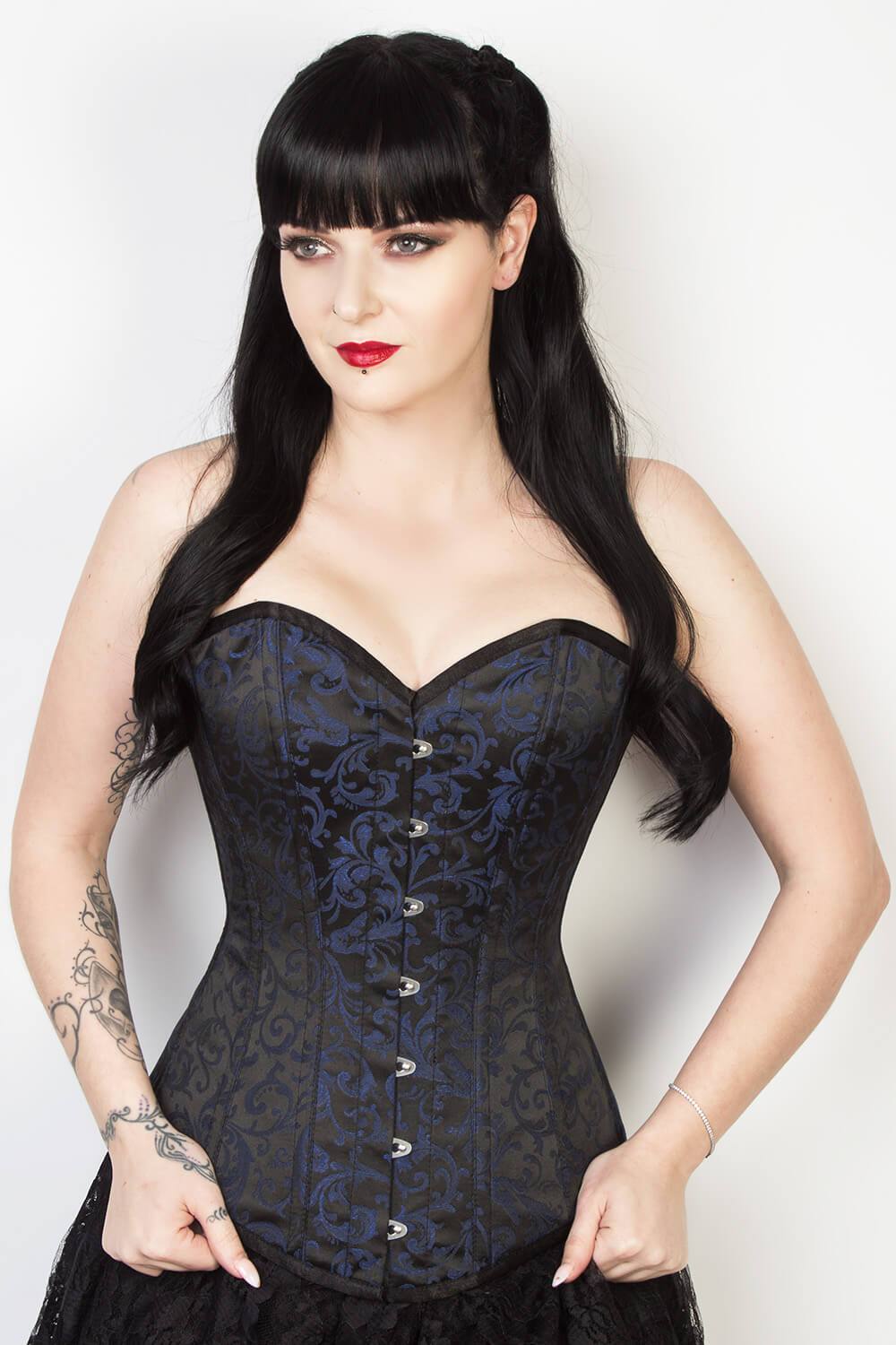 EL-352 - Custom Made Gothic Overbust Brocade Longline Corset