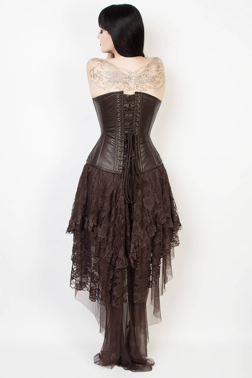GX-338 - Custom Made Brown Lace Gothic Skirt