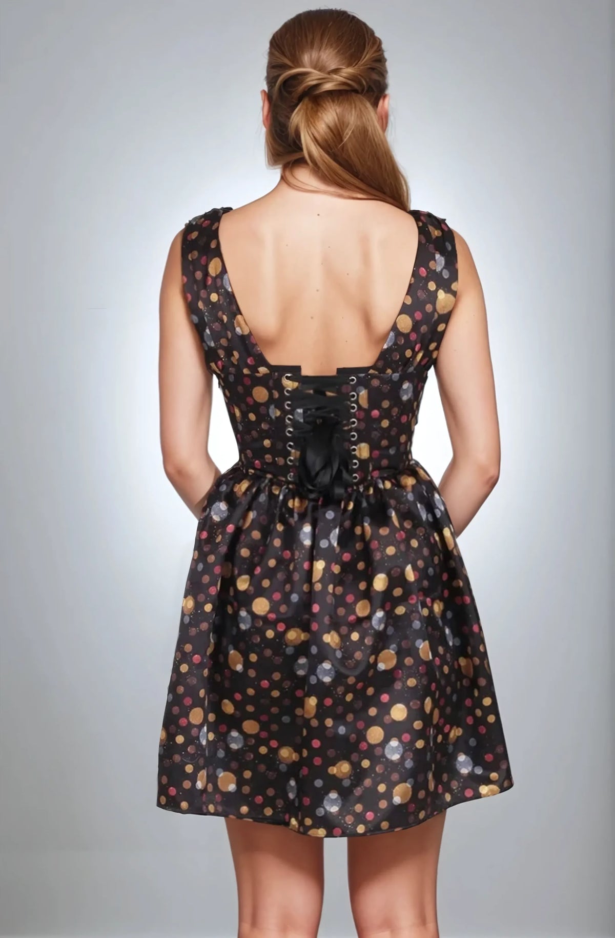 Ethyl Metallic Polka Dots Custom Made Corset Dress