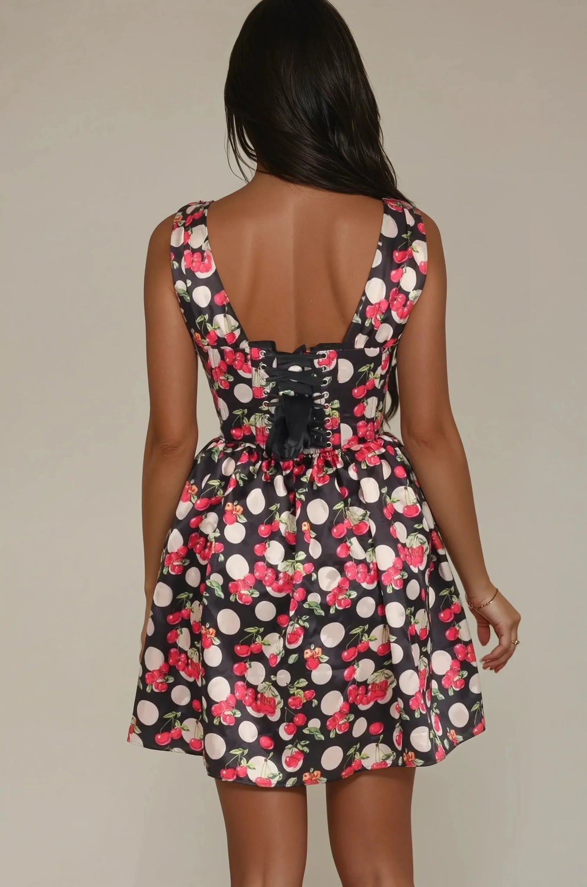 Deondra Polka Dots & Cherries Corset Dress