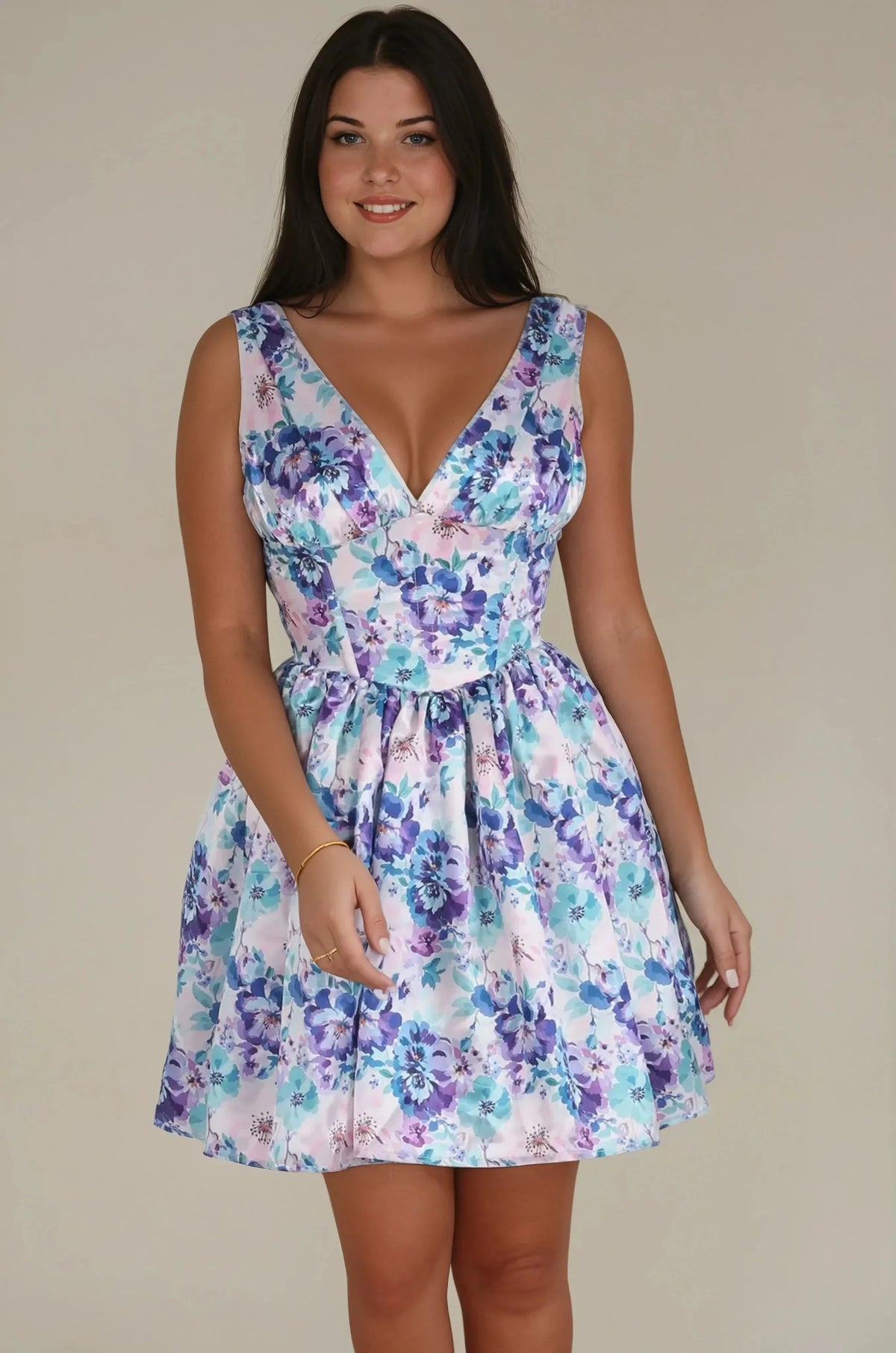 Ansleigh Jewel Toned Floral Custom Made Corset Dress
