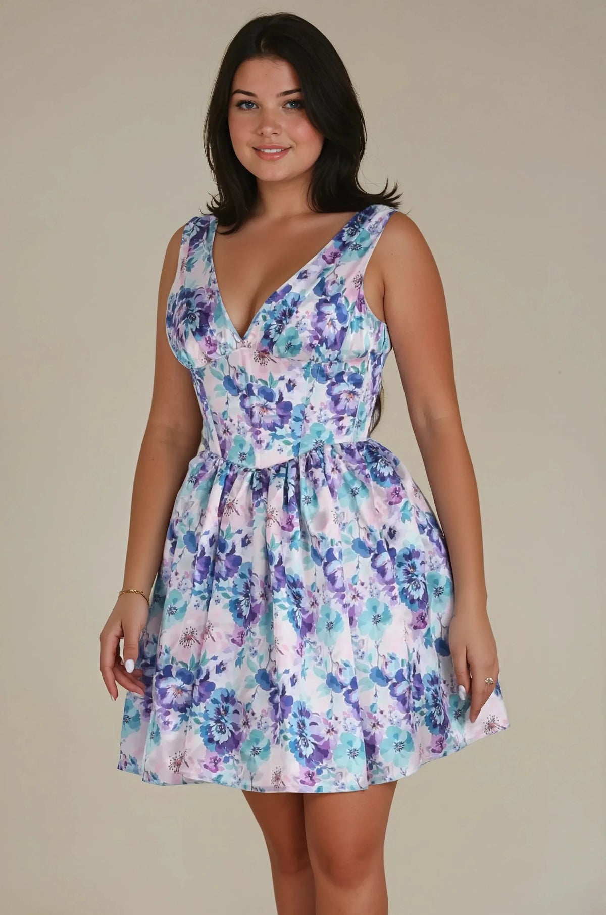 Ansleigh Jewel Toned Floral Custom Made Corset Dress