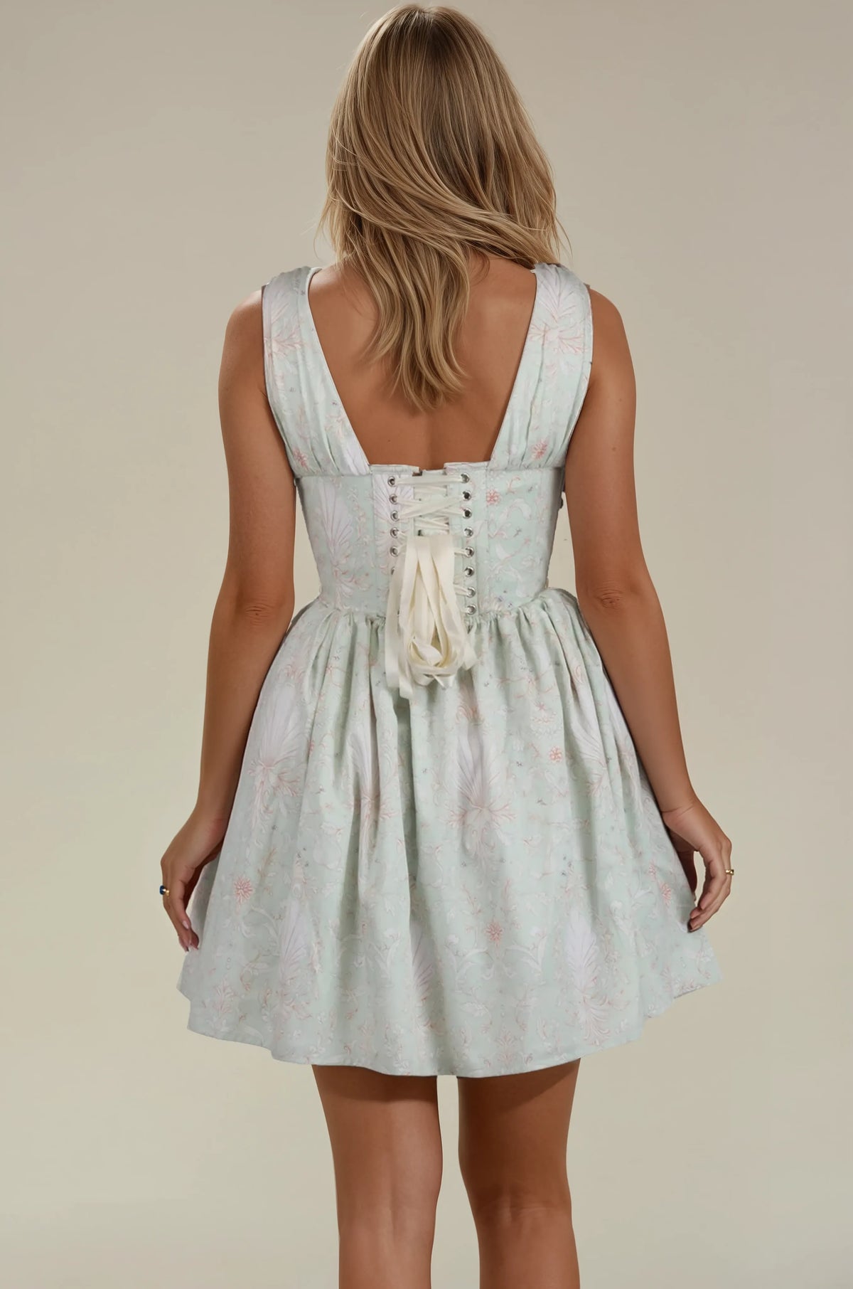 Romi Shell Print Cotton Corset Dress