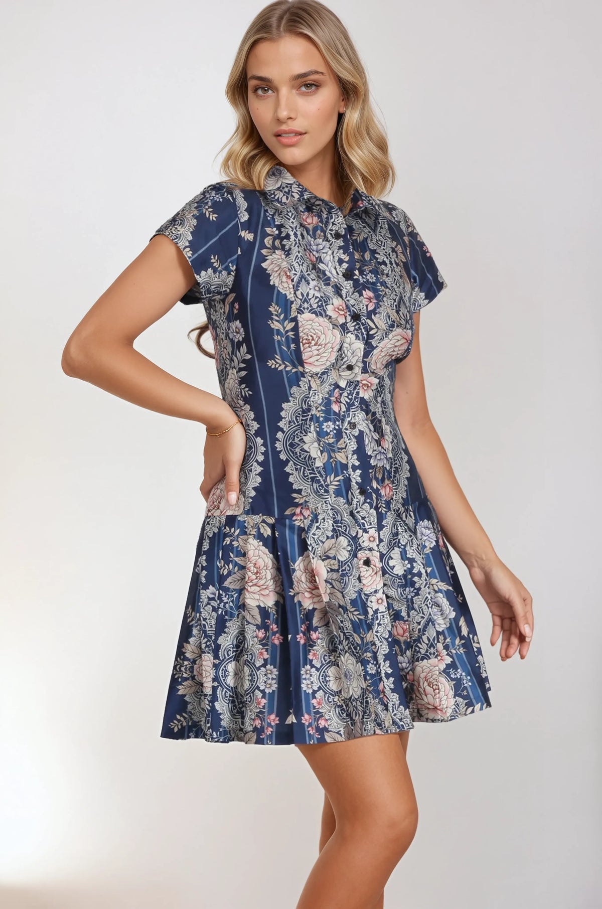 Kailene Floral Corseted Shirt Dress