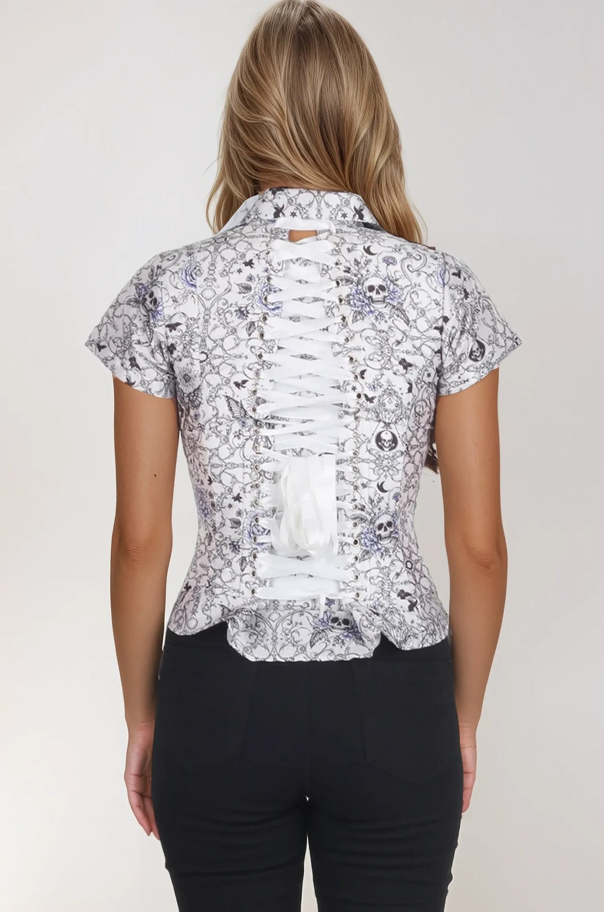Hollyann Monochrome Gothic Corset Shirt